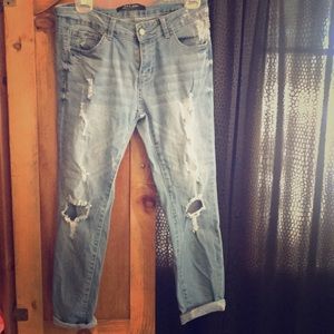 Wax Jean ripped Cropped pants